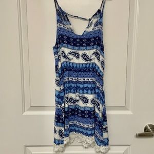 Bluenotes Blue Paisley Lace Trim Summer Dress